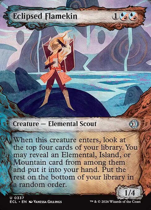Eclipsed Flamekin — NM Foil [Lorwyn Eclipsed #337 · Borderless · Showcase]