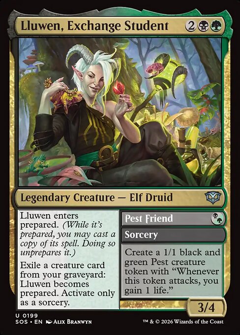 Lluwen, Exchange Student // Pest Friend — NM Foil [Secrets of Strixhaven]